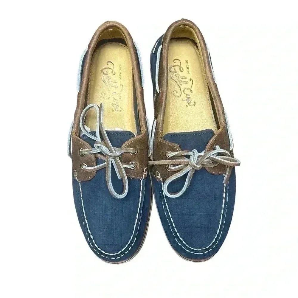Sperry Gold Cup Authentic/Original Two Eye Nubuck - Navy/Tan Size 7.5 NWOT